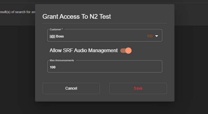 n-squared srf customer access dialog