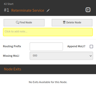 the Reterminate Service node