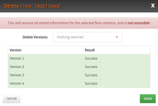 customer delete control flows messages